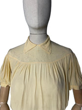 Load image into Gallery viewer, Original 1930's 1940’s Buttermilk Crepe Embroidered Button Back Blouse - As Is - Bust 34