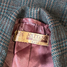 Load image into Gallery viewer, Original 1940's Jolly & Son Limited Tweed Wool Suit in Black, Green and Rust Check - Bust 36 37