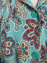 Load image into Gallery viewer, Original 1940's St Michael Cotton Smock Blouse in Turquoise, Red, Yellow and Blue - Bust 42 44 *