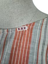 Load image into Gallery viewer, Original 1920's Volup Stripe Cotton and Lace Dress in White, Black and Orange - Bust 46