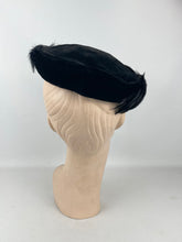 Load image into Gallery viewer, Original 1950's Inky Black Cocktail Hat in Velvet and Feather *