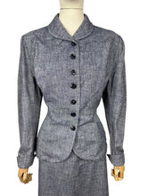 Load image into Gallery viewer, Original Late 1940's Wiley's of Kansas Textured Slate Grey Blue Cotton Suit - Bust 40