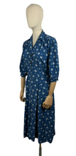 Load image into Gallery viewer, Original 1940's Volup American Made Blue and White Crepe Day Dress - Bust 40 42
