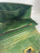 Load image into Gallery viewer, Original 1930’s Dark Green Leather Bag with Gold Tone Fixing and Double Handle