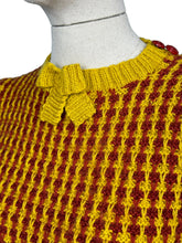 Load image into Gallery viewer, Reproduction 1940's Waffle Stripe Jumper in Cognac and Mustard Knitted from a Wartime Pattern - Bust 36 38 40