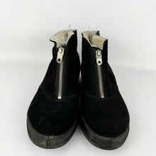 Load image into Gallery viewer, Original 1950's Morlands Fur Lined Black Suede Zip Front Winter Boots - UK 6 6.5