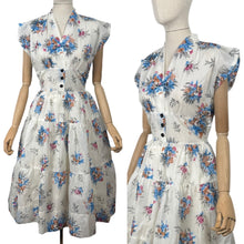 Load image into Gallery viewer, Original 1950's Sheer Nylon Sleeveless Day Dress in White, Pink, Blue, Brown and Black - Bust 36