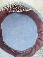 Load image into Gallery viewer, Original 1940's Pale Blue Felt Hat with Pleated Brim and Fine Net Trim *