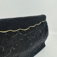 Load image into Gallery viewer, Original 1950's Black and Gold Heavily Beaded Evening Bag