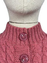Load image into Gallery viewer, Reproduction 1930's Cable Knit Cardigan with Long Sleeves in Old Pink - Bust 35