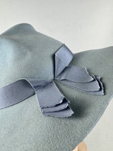 Load image into Gallery viewer, Original 1930's 1940's Pale Blue Felt Fedora with Grosgrain Trim