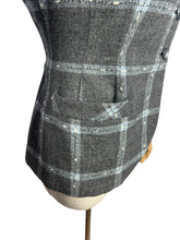 Load image into Gallery viewer, Original 1940’s Crayson Model Lightweight Wool Jacket in Grey, Blue and Black Check - Bust 36"