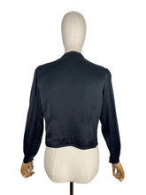 Load image into Gallery viewer, Original 1930’s Inky Black Silk Evening Jacket with Pink and Green Floral Embroidery - Bust 34 35