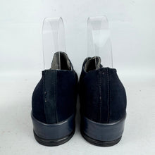 Load image into Gallery viewer, Original 1940's CC41 Deadstock Navy Blue Suede and Leather Wedge Shoes - UK 4 4.5