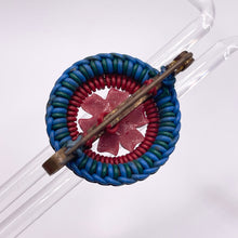 Load image into Gallery viewer, Original 1940's Red, Blue and Green Wartime Make Do and Mend Wire Brooch with Flower Button Middle