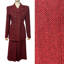 Load image into Gallery viewer, Original 1940’s Red and Brown Herringbone Double Breasted Suit - Bust 36
