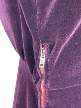 Load image into Gallery viewer, Original 1940's Aubergine Purple Cotton Velvet Dress with Huge Collar and Covered Buttons - Bust 38 40