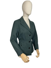 Load image into Gallery viewer, Original 1950's Women's Royal Voluntary Service Green Wool Jacket with Cherry Red Lining - Bust 38 *