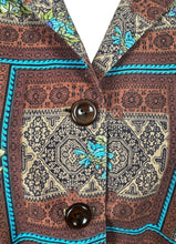 Load image into Gallery viewer, Original 1950's Brown, Blue and Green Belted Cotton Day Dress - Bust 36