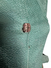 Load image into Gallery viewer, Original 1930's Wounded But Wearable Pale Green Bed Jacket with Pink Glass Buttons - Bust 32