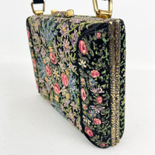 Load image into Gallery viewer, Absolutely Stunning Original 1950’s Black Handpainted Floral Beaded Evening Box Bag by Waldybag - Highly Collectible