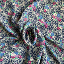Load image into Gallery viewer, Original 1940's Floral Crepe White, Blue, Pink and Green Dressmaking Fabric - 34" x 100"