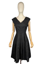 Load image into Gallery viewer, Original 1950's Black and Silver Textured Brocade Cocktail Dress - Bust 37