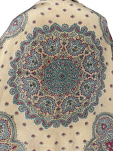 Load image into Gallery viewer, 1940's Scarf in Mustard, Black, Red and Blue Silk Crepe - Great Headscarf