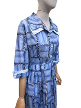 Load image into Gallery viewer, Original 1950’s Blue and White Cotton Day Dress with Double Collar - Bust 38