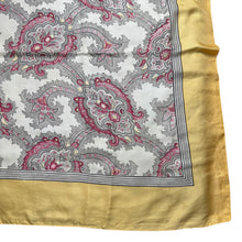Load image into Gallery viewer, Original 1940's or 1950's Pure Silk Scarf in Mustard, Grey and Red - Great Headscarf