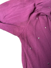 Load image into Gallery viewer, Original Late 1930's or Early 1940's Burgundy Crepe Long Sleeved Dress with Stud Detail - Bust 42