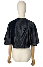 Load image into Gallery viewer, Original 1930's Inky Black Cotton Velvet Bolero with Huge Sleeves - Bust 34 36 38 *