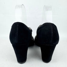 Load image into Gallery viewer, Original 1940’s American Made Narrow Black Suede Peep-toe Shoes - UK 4.5