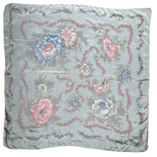 Load image into Gallery viewer, Original 1940's or 1950's Silk Crepe Scarf in Pale Blue with White and Pink Floral - Great Headscarf