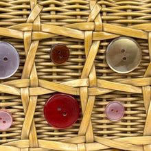 Load image into Gallery viewer, Original 1950’s Wicker Bag with Pretty Button Trim - Handmade in British Hong Kong