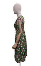 Load image into Gallery viewer, Original 1950's Green and Pink Floral Dress by Peggy Page - Bust 34