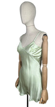 Load image into Gallery viewer, Original 1940’s CC41 Spring Green Satin Step In with Embroidery - Bust 34” *