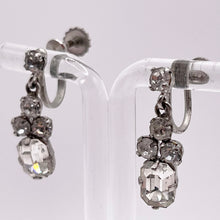 Load image into Gallery viewer, Original 1930's 1940's Claw Set Clear Paste Drop Screw-on Earrings