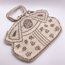 Load image into Gallery viewer, Original Czechoslovakian 1930's Ivory and Bronze Beaded Evening Bag - Charming Little Bag *