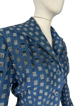 Load image into Gallery viewer, Original 1940's Grey, Black and Cobalt Blue Beaded Wool Jacket - Bust 38