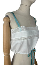 Load image into Gallery viewer, Antique Edwardian White Cotton Camisole with Sea Foam Green Silk Detailing - Bust 34 36 *