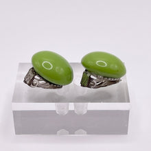 Load image into Gallery viewer, Original 1950's Lime Green Glass Clip on Earrings