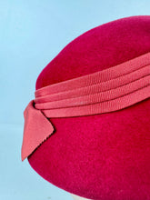 Load image into Gallery viewer, Original 1950's Red Felt Hat with Pleated Grosgrain Trim by Jacoll *
