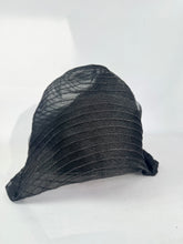 Load image into Gallery viewer, Original 1920's Seamed Black Mesh Cloche with Silk Lining