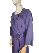 Load image into Gallery viewer, Original Volup 1950's Lavender Blue Beaded Wool Dress with Bow Belt - Bust 40 42 *