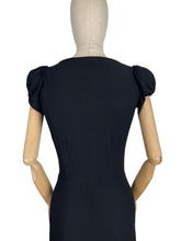 Load image into Gallery viewer, Original 1940's Ellen Kaye Original Black Crepe Cocktail Dress with Floral Sequin Detail in Pink and Green - Bust 32 34