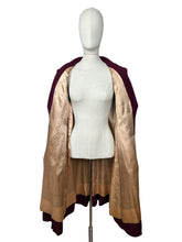 Load image into Gallery viewer, Original 1940's Burgundy Lightweight Wool Double Breasted Coat - Bust 40