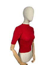 Load image into Gallery viewer, 1940's Reproduction Hand Knitted Cable Jumper in Christmas Red Pure Wool - Bust 32 33 34 35 36