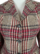 Load image into Gallery viewer, 1970’s Red, Brown and Cream Check Hacking Jacket - Bust 33 34