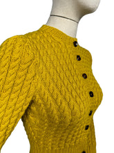 Load image into Gallery viewer, Reproduction 1940's Cable Knit Cardigan with Long Sleeves and Brown Buttons - Bust 32 34